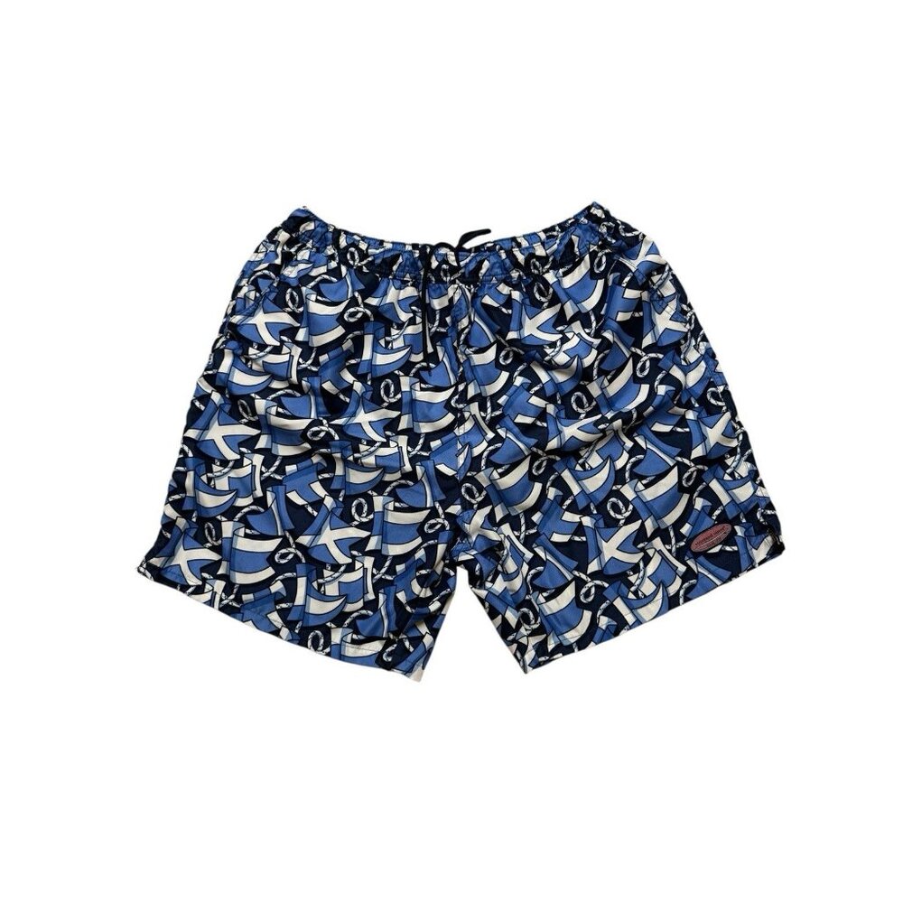 Vineyard Vines Mens L Blue Print Swim Trunks 7” Inseam